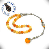 -FREE WATCH GIFT- Yellow Jade Prayer Beads-Tesbih-Tasbih-Tasbeeh-Misbaha-Masbaha (8 mm-33 beads)