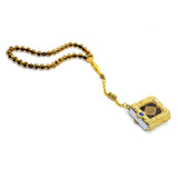 SPECIAL HEMATITE COLLECTION Prayer Beads-Tesbih-Tasbih (8 mm 33 beads-Yellow Hematite with Quran)