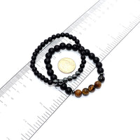 Elegant New Bracelet Series: Black Matte Onyx/Tiger Eye Stone Bracelet Set (ETHNIC WALLET GIFT)