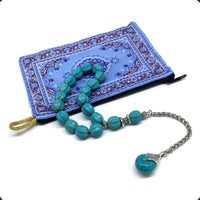 Relaxing Stress Relief Big Beads Prayer Beads, Worry Beads, EFE Tesbih, Maskot Tesbih, Tasbih, Rosary (12 mm - 17 Turquoise Pumpkin Beads)