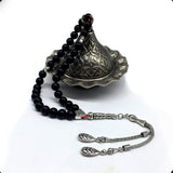 ALBATROSART - Simple Designed Natural Stone Worry Beads- Prayer Beads Tesbih-Tasbih-Tasbeeh-Misbaha-Subha-Sebha-Sibha-Rosary (Black Glass -8 mm 33- Beads)