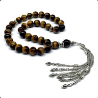 ALBATROSART Design -Tiger Eye Stone Series Worry Beads - Prayer Beads Tesbih-Tasbih-Tasbeeh-Misbaha-Masbaha-Subha-Sebha-Sibha-Rosary (Big Beads --12 mm-33 Beads-)