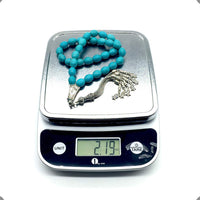 ALBATROSART -New Turquoise Collection- (33 Beads) Worry Beads-Prayer Beads-Tesbih-Tasbih-Tasbeeh-Misbaha-Masbaha-Subha-Sebha-Sibha-Rosary (Synthetic Turquoise Stone - 10x12 mm)