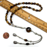 ALBATROSART Design -Tiger Eye Stone Series Worry Beads - Prayer Beads - Tesbih-Tasbih-Tasbeeh-Misbaha-Masbaha-Subha-Sebha-Sibha-Rosary  (Oval Cut Model 6x9 mm)