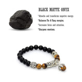 Elegant Eagle Clawed Matte Onyx and Tiger Eye Bracelet (Ethnic Wallet Gift)