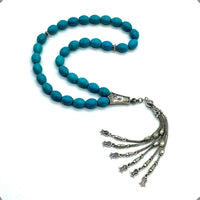 ALBATROSART -New Turquoise Collection- (33 Beads) Worry Beads-Prayer Beads-Tesbih-Tasbih-Tasbeeh-Misbaha-Masbaha-Subha-Sebha-Sibha-Rosary (Synthetic Turquoise Stone - 10x12 mm)