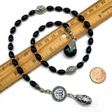 ALBATROSART -Swing Beads Collection- Prayer Beads-Tesbih-Tasbih-Tasbeeh-Misbaha-Masbaha-Subha-Sebha-Sibha-Rosary (Model 3 -8 mm Diameter Black Agate Beads)