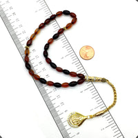 ALBATROSART Special -Allah Tassel- Collection - Worry Beads - Prayer Beads-Tesbih-Tasbih-Tasbeeh-Misbaha-Masbaha-Subha-Sebha-Sibha (Wavy Red Agate (6x9 mm 33 Beads-Allah Tassel)