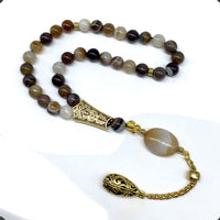 ALBATROSART -Elegance Collection- Prayer Beads-Tesbih-Tasbih-Tasbeeh-Misbaha-Masbaha-Subha-Sebha-Sibha-Rosary (Banded Agate Stone (8mm -33 Beads)