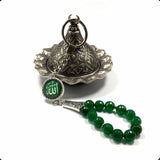 ALBATROSART -Keychain Collection with Allah -Handbag Holders (10 mm Green Jade Stone Beads)