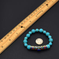 ALBATROSART - Handmade Bracelet Collection - (Ethnic Wallet Gift) (Turquoise Bracelet with Multi Color Pattern)