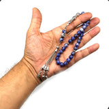 ALBATROSART -Rain Series -  (8mm -33 Beads) Worry Beads-Prayer Beads-Tesbih-Tasbih-Tasbeeh-Misbaha-Masbaha-Subha-Rosary (Blue Spot Natural Stone -8mm 33- Beads)