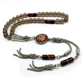 Muslim Prayer Beads-Tesbih-Tasbih-Tasbeeh-Misbaha-Masbaha-Subha-Sebha-Sibha-Rosary (Smooth Smoky Quartz -8 mm 33 Beads)