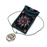 Handmade Custom Ceramic Tile Necklace-6 (Turkish Traditional Iznik Tile Art - Waxed Cotton Cord)