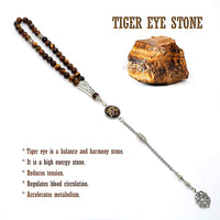 ALBATROSART Design -Tiger Eye Stone Series Worry Beads - Prayer Beads (8 mm-33 Beads) Tesbih-Tasbih-Tasbeeh-Misbaha-Masbaha-Subha-Sebha-Sibha-Rosary (Allah Tassel- Collection (8 mm -33 Beads))