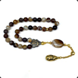 ALBATROSART -Elegance Collection- Prayer Beads-Tesbih-Tasbih-Tasbeeh-Misbaha-Masbaha-Subha-Sebha-Sibha-Rosary (Banded Agate Stone (8mm -33 Beads)