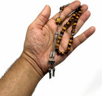 ALBATROSART Design -Tiger Eye Stone Series Worry Beads - Prayer Beads (8 mm-33 Beads) Tesbih-Tasbih-Tasbeeh-Misbaha-Masbaha-Subha-Sebha-Sibha-Rosary (Stylist Prayer Beads (8 mm-33 Beads)