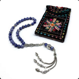 ALBATROSART -Rain Series -  (8mm -33 Beads) Worry Beads-Prayer Beads-Tesbih-Tasbih-Tasbeeh-Misbaha-Masbaha-Subha-Rosary (Blue Spot Natural Stone -8mm 33- Beads)