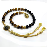 ALBATROSART -Swing Beads Collection- Prayer Beads-Tesbih-Tasbih-Tasbeeh-Misbaha-Masbaha-Subha-Sebha-Sibha-Rosary (Model 10 -Tiger Eye Stone - 8 mm Diameter Beads)