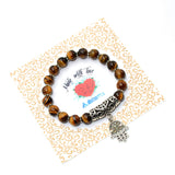 New Style Tiger Eye Beads Bracelet with Hamsa (Ethnic Wallet Gift)