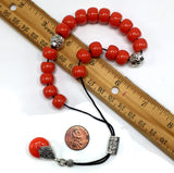 Greek KOMBOLOI Series Worry Beads Begleri Pony Anxiety Beads Rosary Relaxation Stress Relief  (Candy Apple Red Resin Drum -13X9 mm- 19 Big Beads)