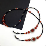 HANDMADE Eyeglass Chains Elegant Eyewear Retainer Beaded Eyeglass Strap Holder Natural Stone Beaded Eyewear Retainer (RED AGATE Stone Beaded Design)