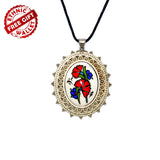 Handmade Custom Ceramic Tile Necklace-2 (Turkish Traditional Iznik Tile Art - Waxed Cotton Cord)