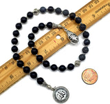 ALBATROSART -Swing Beads Collection- Prayer Beads-Tesbih-Tasbih-Tasbeeh-Misbaha-Masbaha-Subha-Sebha-Sibha-Rosary (Model 2 -8 mm Diameter Black Agate Beads)