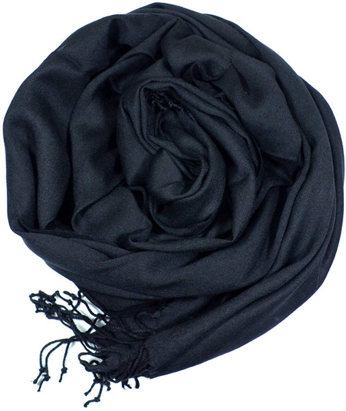 Islamic Hijab Plain Pashmina Shawl - Turkish Made (Black -2)