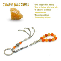 Yellow Jade Worry Beads & Keychain Together -Stress Worry Beads - Tesbih-Tasbih (ETHNIC WALLET GIFT)