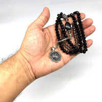 Special for Women Prayer Beads Tesbih-Tasbih-Tasbeeh-Misbaha-Masbaha-Subha-Sebha-Sibha-Worry Beads-Rosary  (Black & Grey Crystal - 6x8 mm 99 Beads - Allah Tassel)