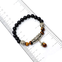 Elegant Eagle Clawed Matte Onyx and Tiger Eye Bracelet (Ethnic Wallet Gift)