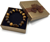 ALBATROSART - Handmade Bracelet Collection - (Ethnic Wallet Gift) (Unisex Tiger Eye Large Gemstone Genuine Bracelet -12 mm beads))