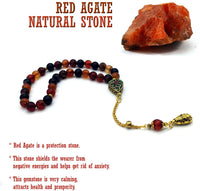 -Orient Collection-Prayer Beads-Worry Beads-Tesbih-Tasbih-Tasbeeh-Misbaha-Masbaha-Subha-Rosary (Red Agate Stone (10 mm-33 Beads)