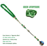 SPECIAL ALLAH-MOHAMMED TASSELS SERIES (Green Aventurine Stone - 1) Prayer Beads (8 mm-33 beads)