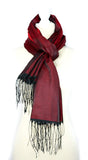 Quality Luxury Plain (Slub) Shawl/Scarf - Burgundy-Black (Made ın Turkey)