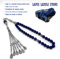 ALBATROSART -Luxury Collection- Prayer Beads-Worry Beads-Tesbih-Tasbih-Tasbeeh-Misbaha-Masbaha-Subha-Sebha-Sibha-Rosary (-Natural Lapis Lazuli Stone 8 mm 33 Beads-)