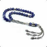 ALBATROSART -Rain Series -  (8mm -33 Beads) Worry Beads-Prayer Beads-Tesbih-Tasbih-Tasbeeh-Misbaha-Masbaha-Subha-Rosary (Blue Spot Natural Stone -8mm 33- Beads)