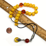 Greek KOMBOLOI Series Worry Beads Begleri Pony Anxiety Beads Rosary Relaxation Stress Relief  (Dark Yellow & Rust Resin Drum -13X9 mm- 19 Big Beads)