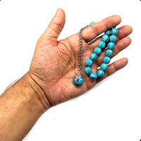 Relaxing Stress Relief Big Beads Prayer Beads, Worry Beads, EFE Tesbih, Maskot Tesbih, Tasbih, Rosary (12 mm - 17 Turquoise Pumpkin Beads)