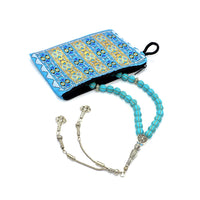 -FREE GIFT POUCH- Elegant Synthetic Turquoise Prayer Beads (33 beads) Tesbih-Tasbih-Tasbeeh-Misbaha