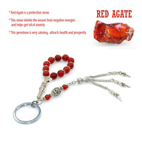 Red Agate Stone Worry Beads & Keychain Together -Stress Worry Beads-Tesbih-Tasbih ETHNIC WALLET GIFT