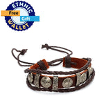 NEW BRACELET SERIES Vintage Unisex Leather Bracelet Punk Silver Skull Pattern (ETHNIC WALLET GIFT)