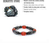 Red Glass Beaded Magnetic Hematite Bracelet