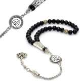 ALBATROSART Special -Allah Tassel- Collection (8 mm -33 Beads) Worry Beads - Prayer Beads-Tesbih-Tasbih-Tasbeeh-Misbaha-Masbaha-Subha-Sebha-Sibha-Rosary (Black Agate Stone)