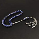 ALBATROSART -Rain Series -  (8mm -33 Beads) Worry Beads-Prayer Beads-Tesbih-Tasbih-Tasbeeh-Misbaha-Masbaha-Subha-Rosary (Blue Spot Natural Stone -8mm 33- Beads)