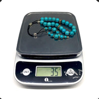 Greek KOMBOLOI Series- Worry Beads Begleri Pony Anxiety Beads Rosary Relaxation Stress Relief (Synthetic Round Turquoise Beads -10 mm, 19 Beads)