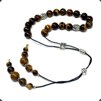 ALBATROSART Design - Greek KOMBOLOI Series- Worry Beads Begleri Pony Anxiety Beads Rosary Relaxation Stress Relief  (Tiger Eye Natural Stone Beads - 10 mm, 19 Beads-)