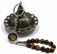 ALBATROSART -Keychain Collection with Allah -Handbag Holders (10 mm - Tiger Eye Natural Stone)