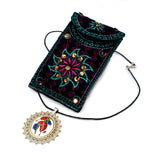 Handmade Custom Ceramic Tile Necklace-2 (Turkish Traditional Iznik Tile Art - Waxed Cotton Cord)